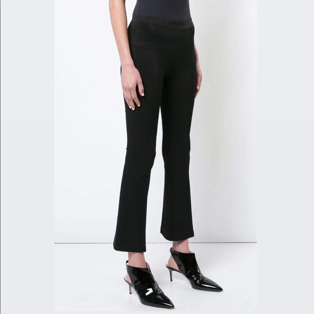 Helmut Lang Cropped Flare Rib Trouser in Black